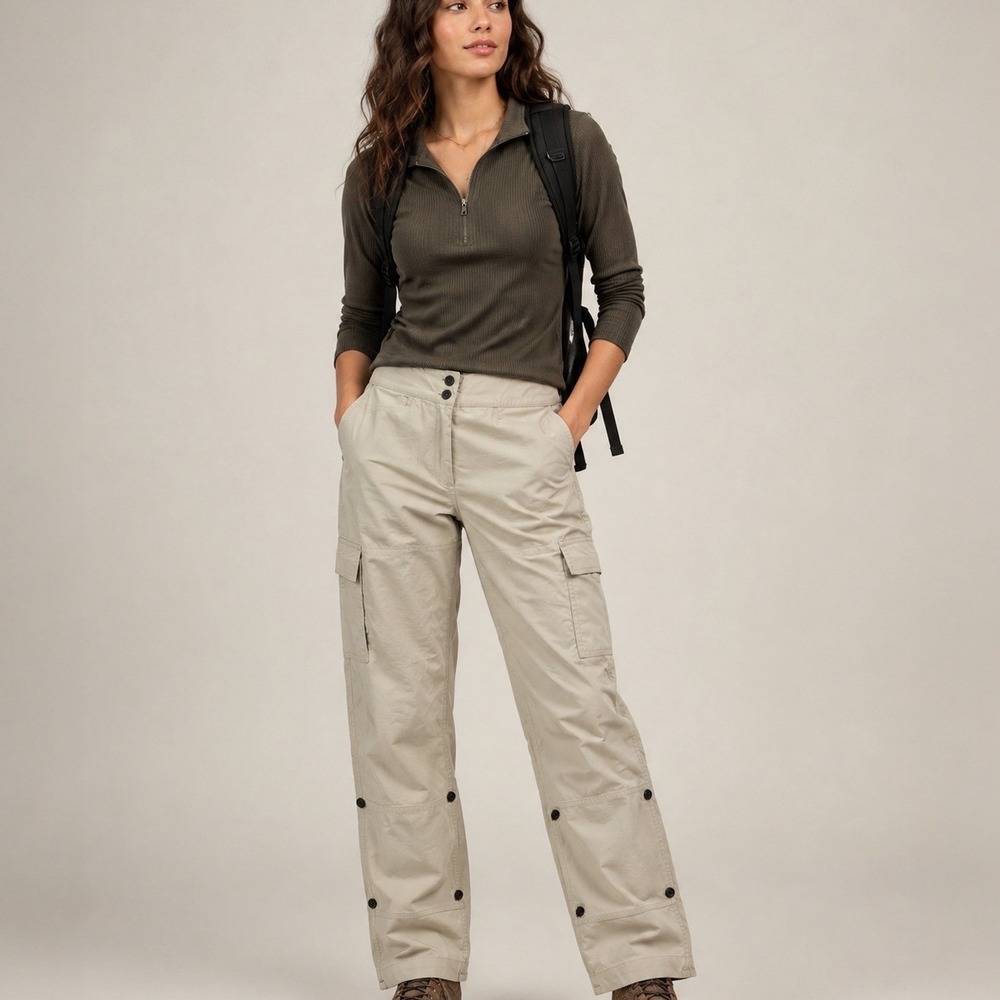 Vintage Tilley Hiking Cargo Pants Women's Sz 8 Tan Khaki Made in Canada Straight